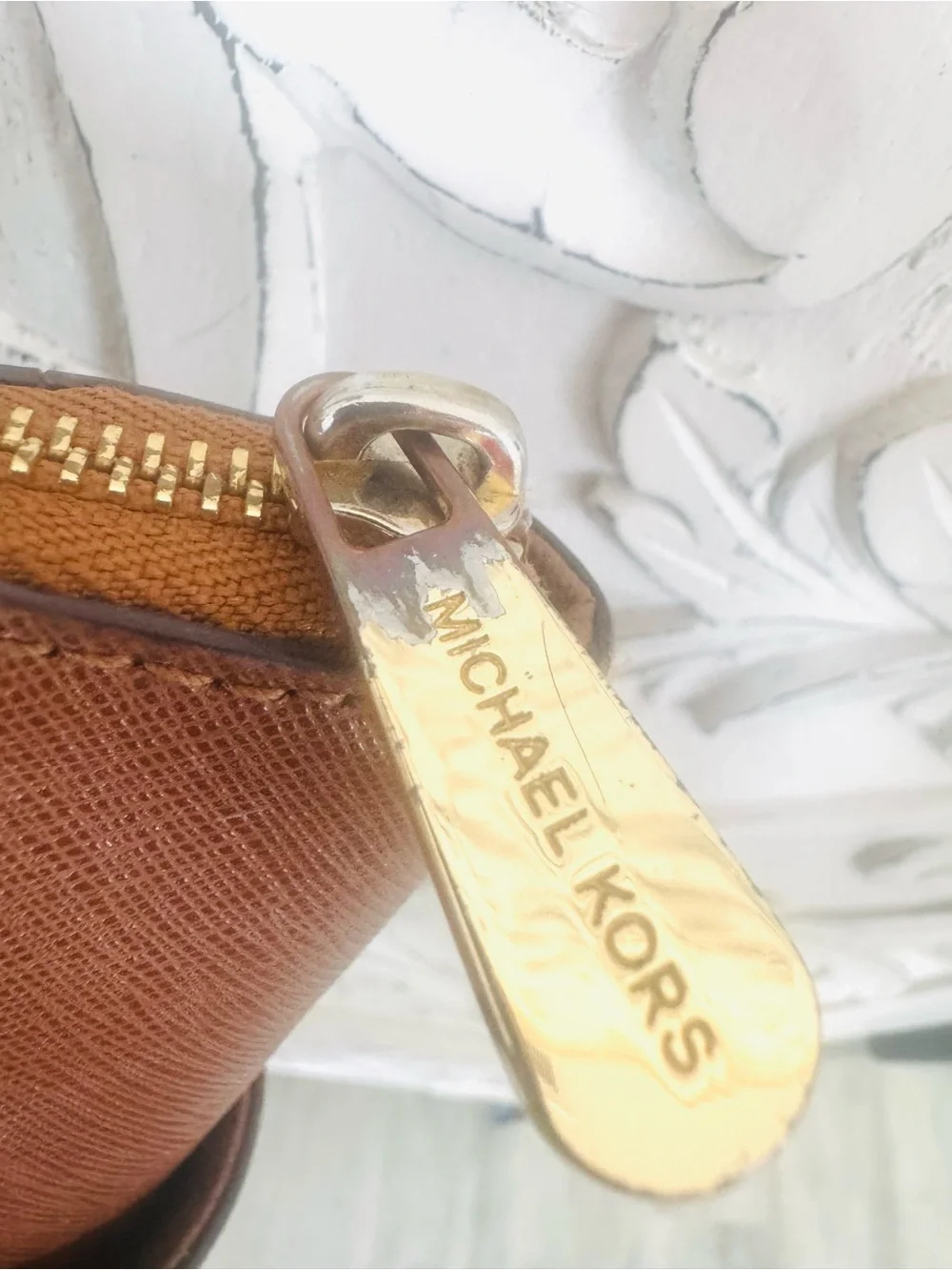 Michael Kors Cognac Brown Tote with Gold Charm